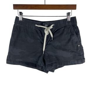 Vuori Womens XS Black Camo Ripstop Drawstring Shorts Cotton Stretch VW364 Hiking